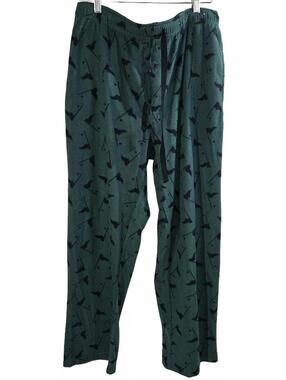 Stafford Green Lounge Pants with Black Abstract Pattern Size M